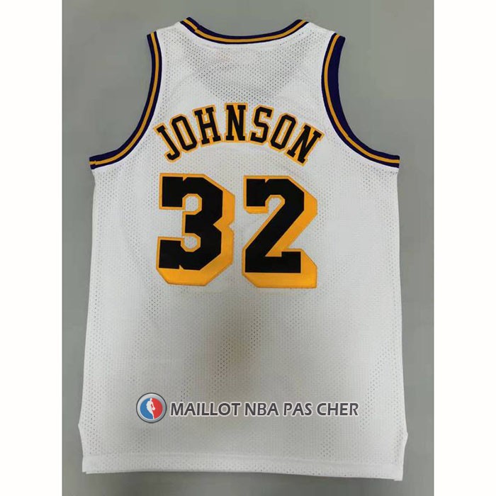 Maillot Los Angeles Lakers Magic Johnson NO 32 Mitchell & Ness1984-85 Blanc